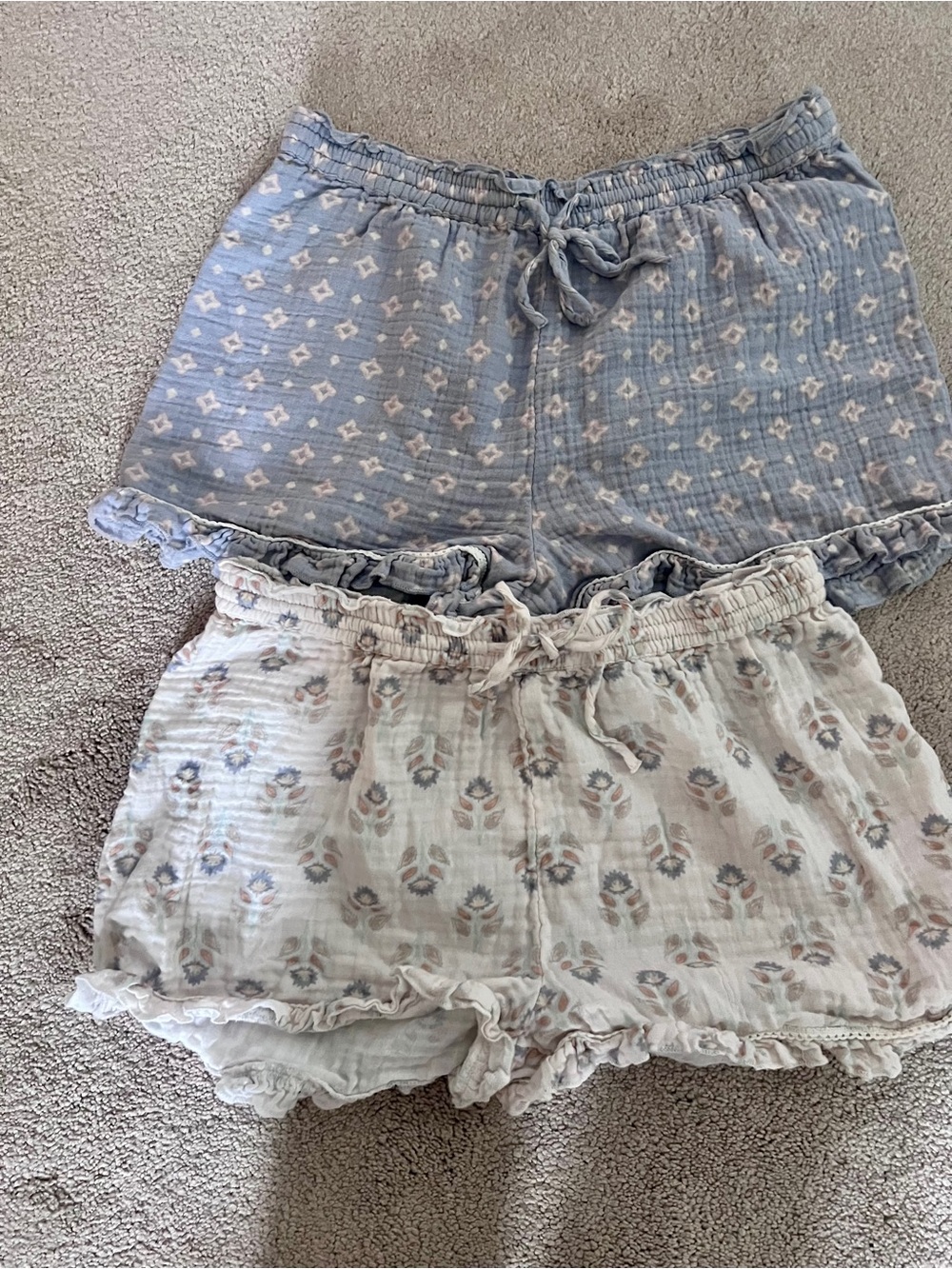 Rachel Zoe Soft Blue and Cream Floral Lounge Shorts